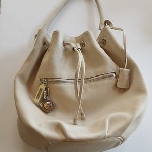 MICHAEL KORS LEATHER KNOX DRAWSTRING PADLOCK BAG